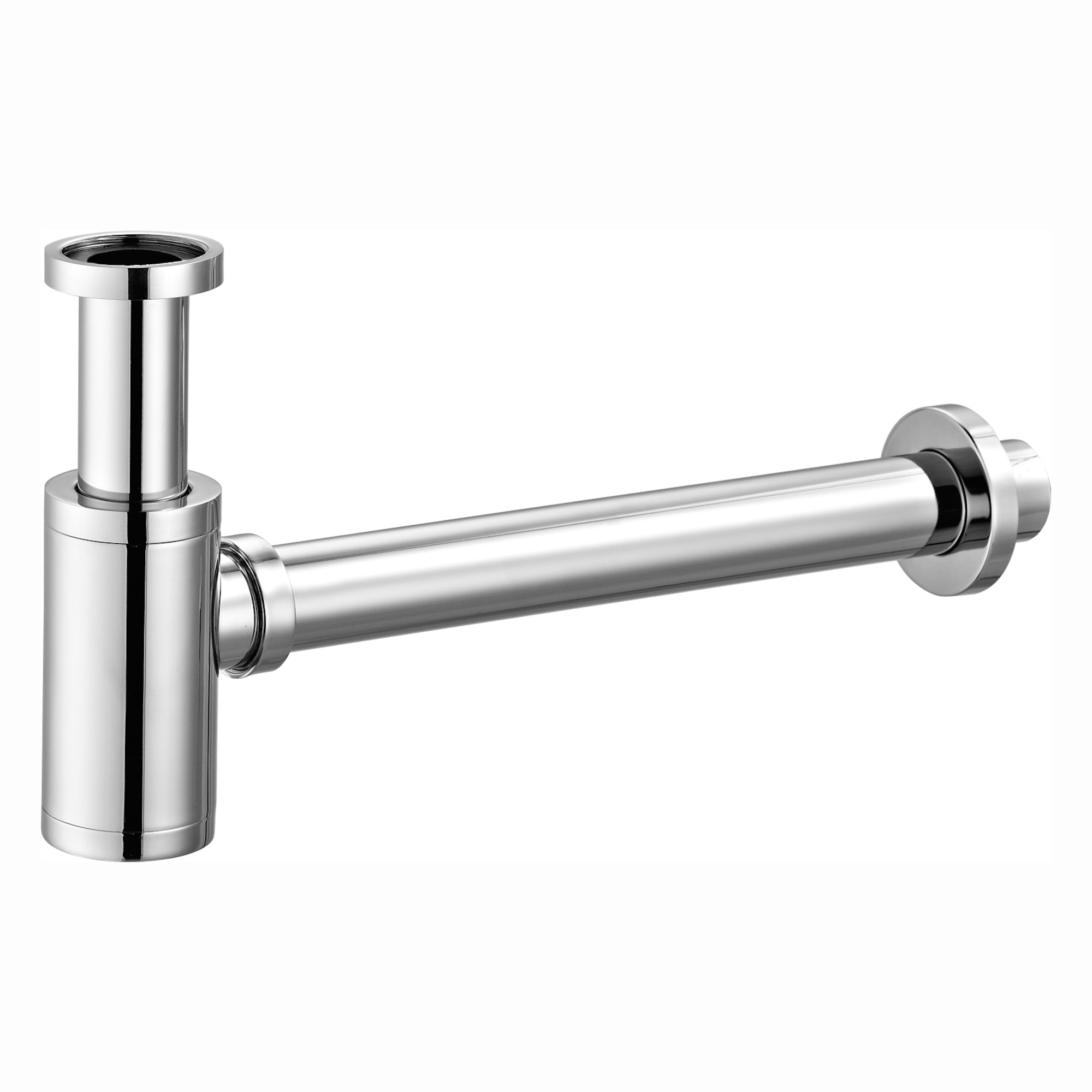 ENKI, W25, Chrome, Round Wash Basin Bottle Trap Waste, Modern Design, Solid Brass, Easy Clean & Easy to Install, Standard UK fitting image